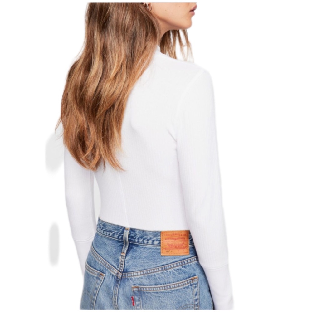 New Free People The Rickie Mock Neck T-Shirt Top - Picture 3 of 3